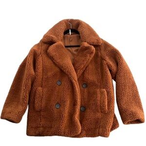 Free People Plush Teddy Coat in Rust - Medium